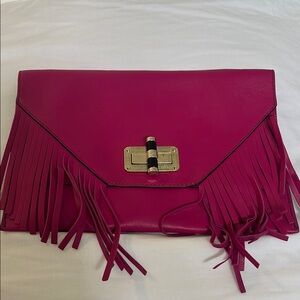 Pink Fringe Clutch